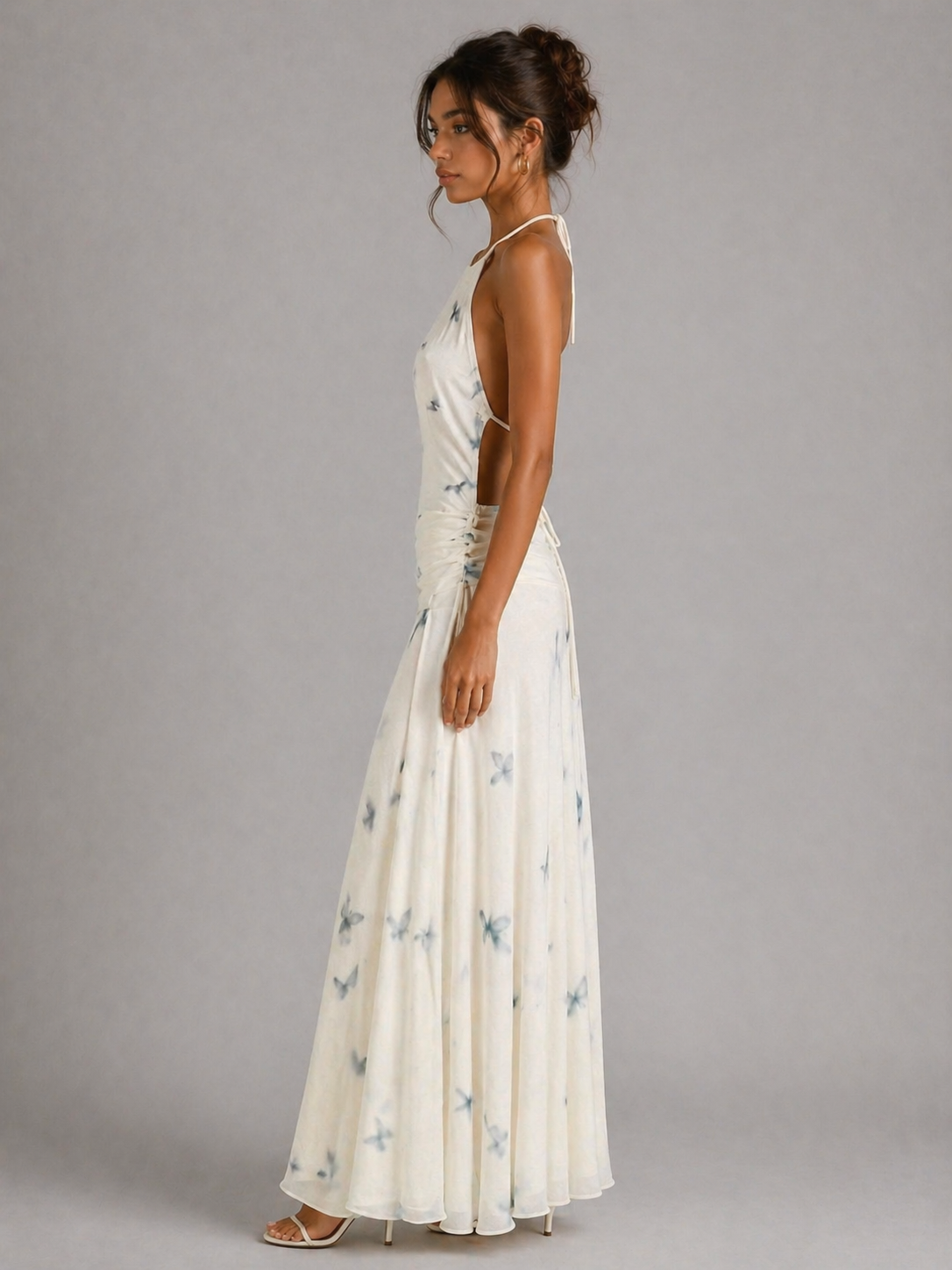 ADRIANA – ROBE LONGUE DOS NU IMPRIMÉ PAPILLONS
