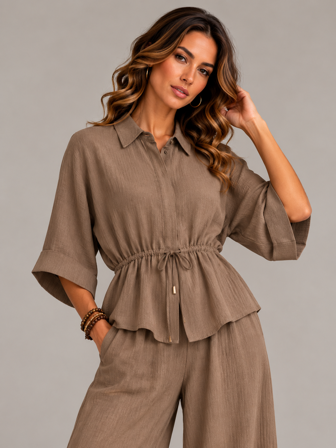 Camille | Ensemble fluide élégant avec taille ajustable et coupe moderne