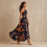 Camille™ | Robe longue asymétrique à imprimé floral