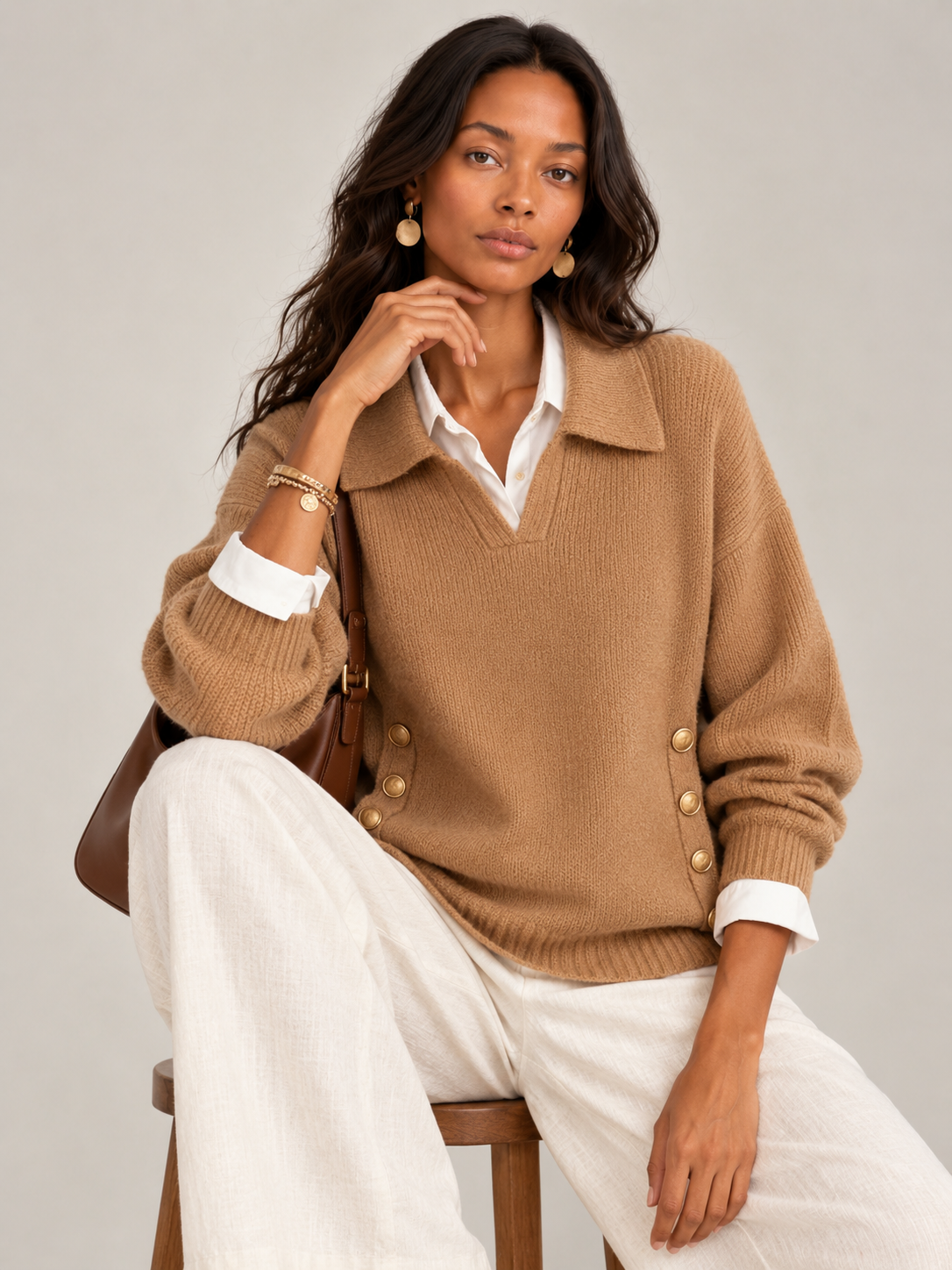 Valentine™ | Pull avec col polo et boutons