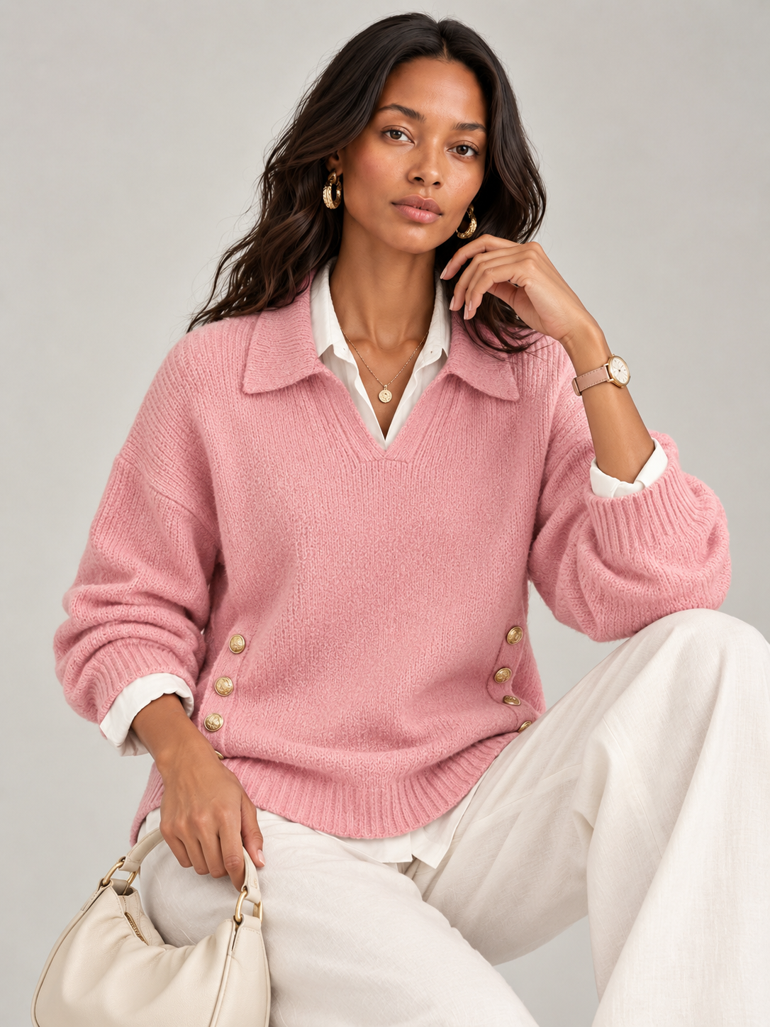 Valentine™ | Pull avec col polo et boutons
