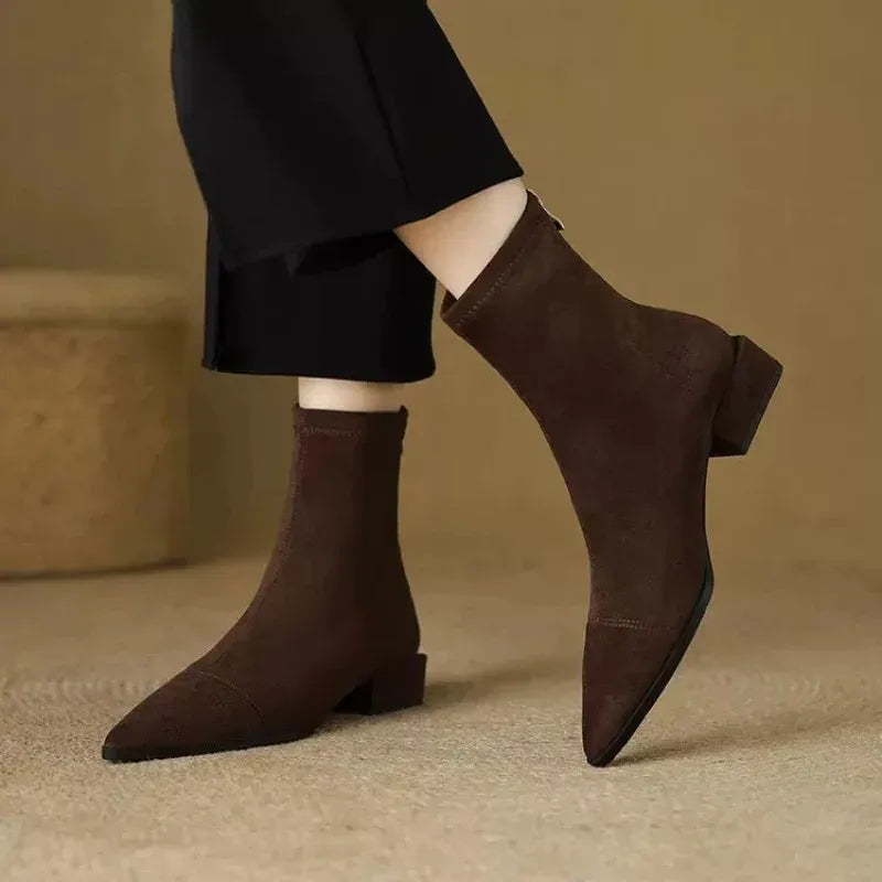 Camille | Bottines élégantes en daim à bout pointu