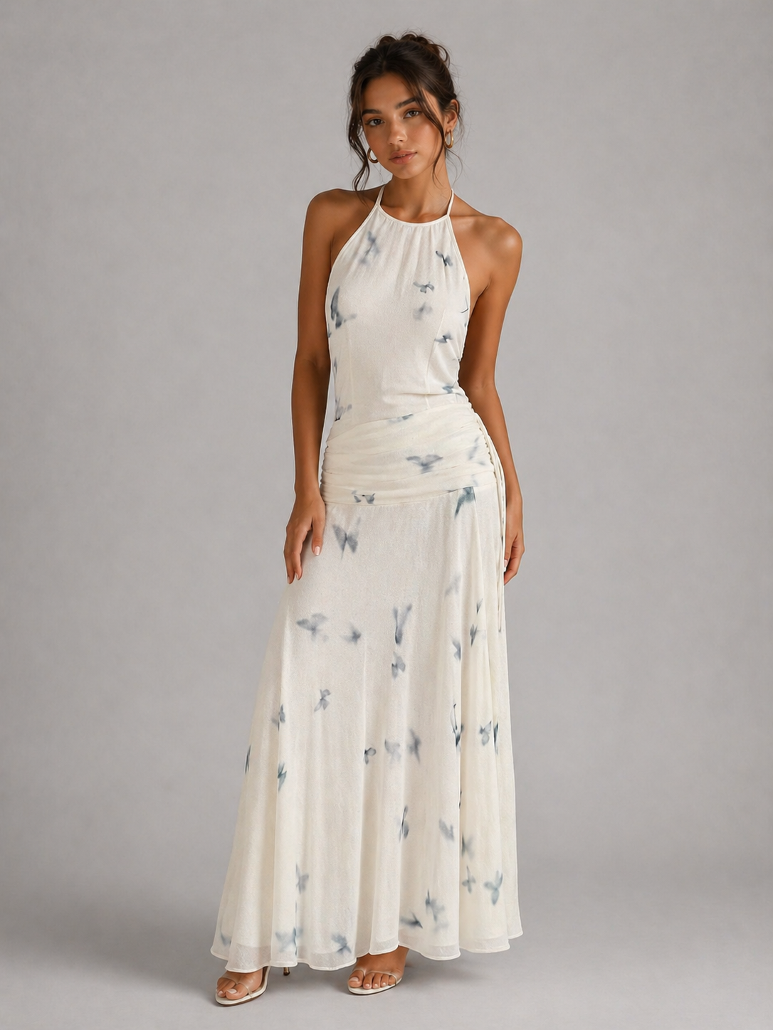 ADRIANA – ROBE LONGUE DOS NU IMPRIMÉ PAPILLONS