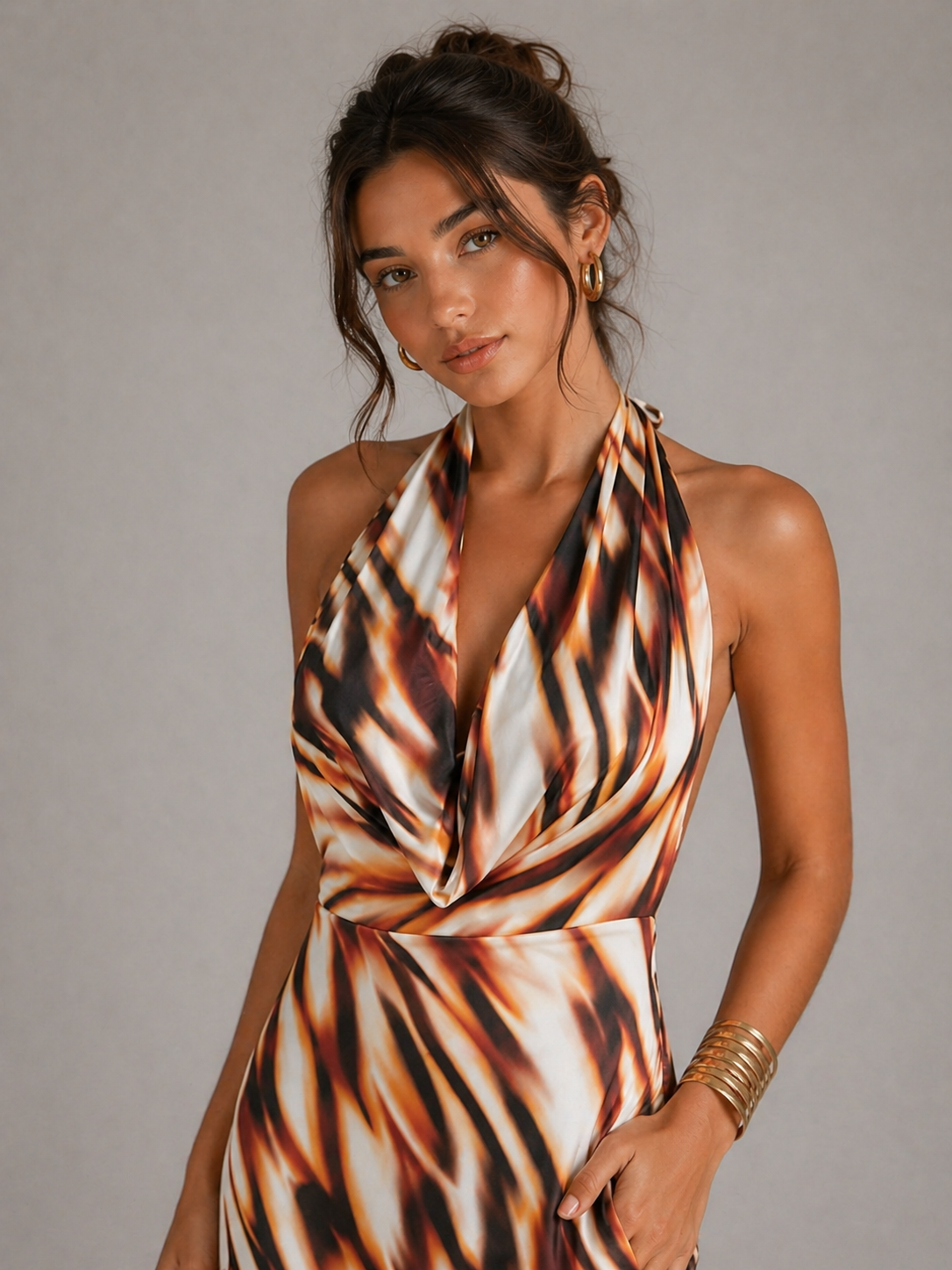 AURORA – ROBE LONGUE DOS NU IMPRIMÉE