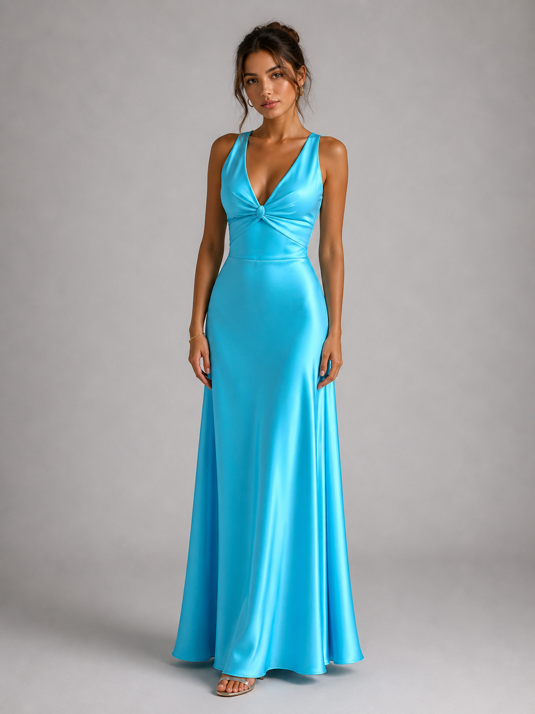 LUNÉA – ROBE LONGUE SATINÉE DOS NU