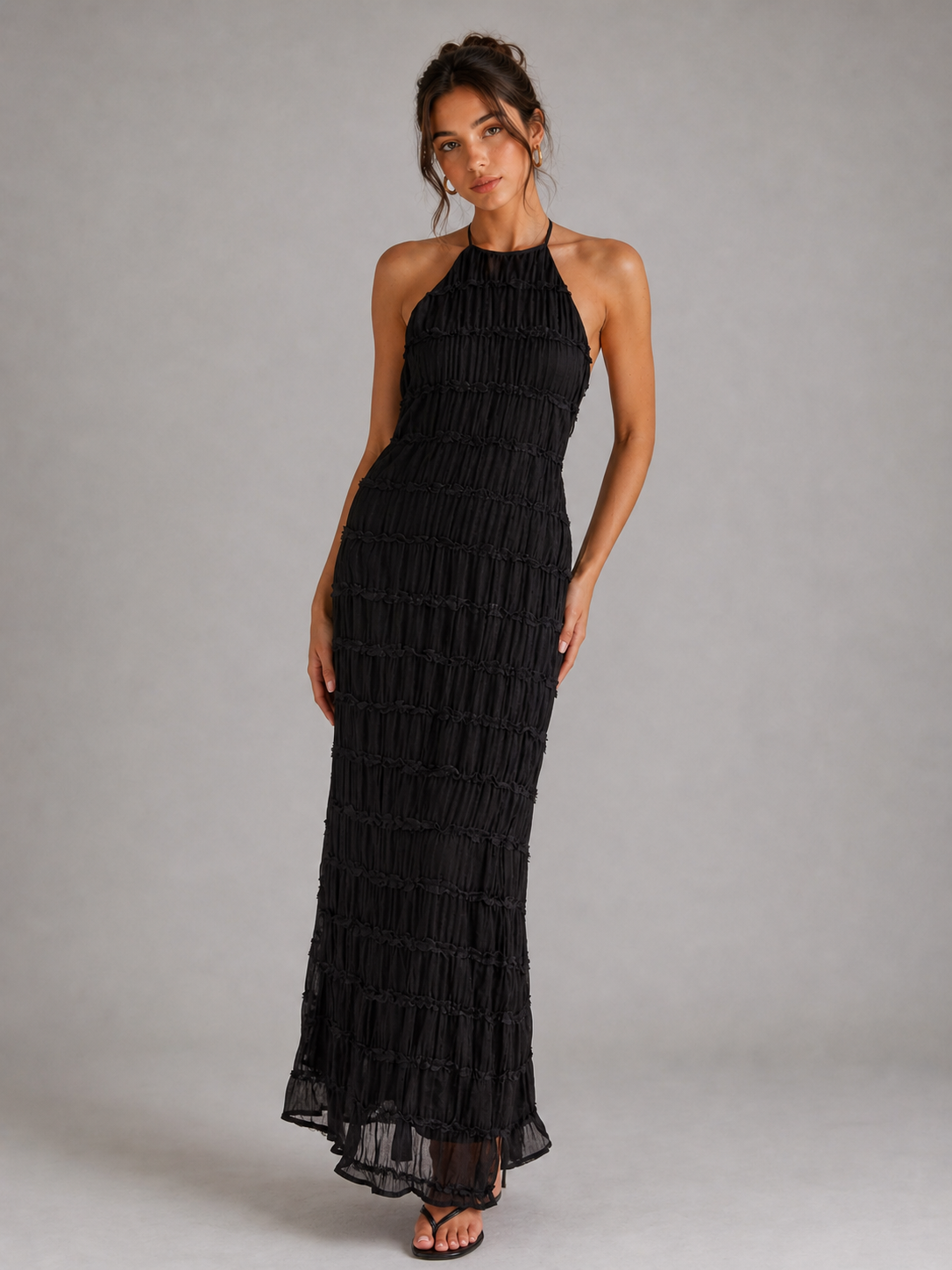 CÉLESTE – ROBE LONGUE TEXTURÉE DOS NU