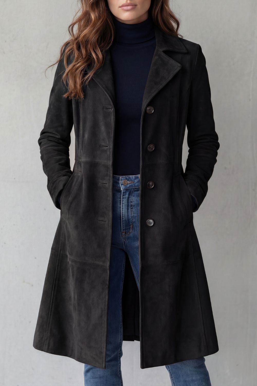 Camille manteau long effet daim vintage