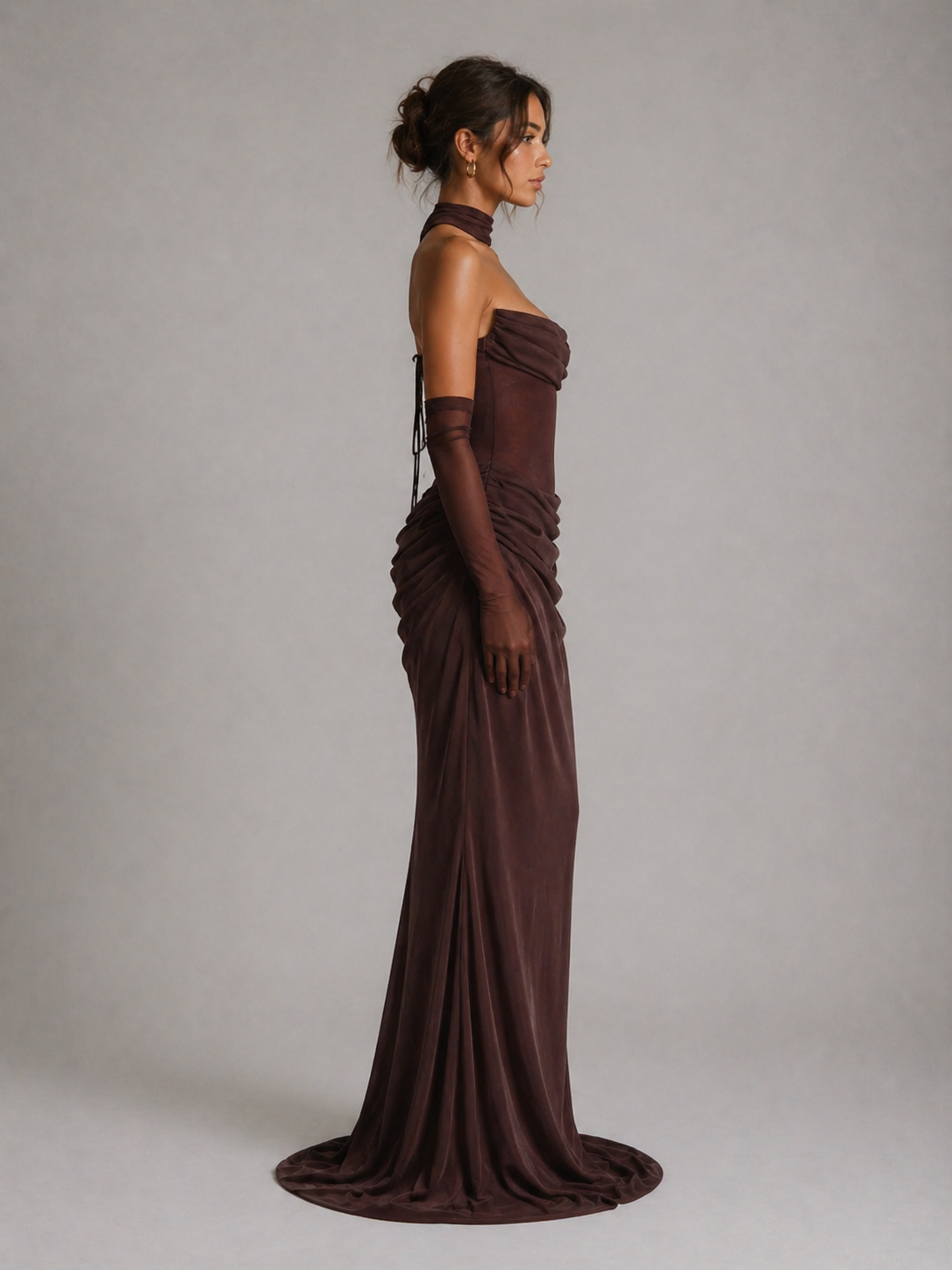 AURÉLIE – ROBE MAXI SATINÉE DRAPÉE