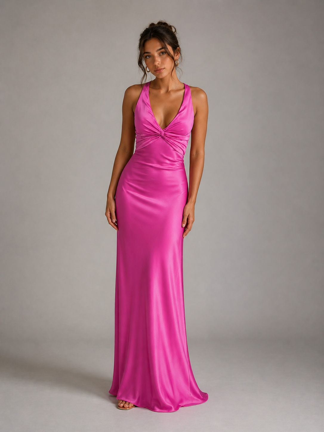 LUNÉA – ROBE LONGUE SATINÉE DOS NU