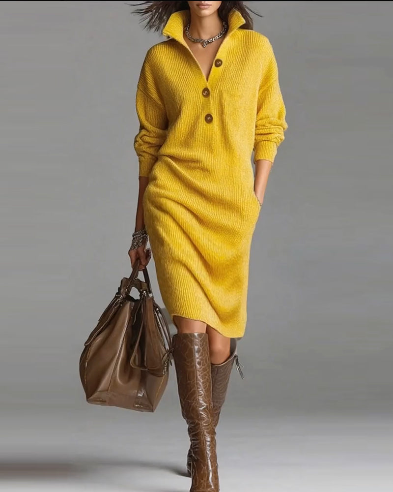 Robe pull décontractée de couleur unie pour l'automne et l'hiver