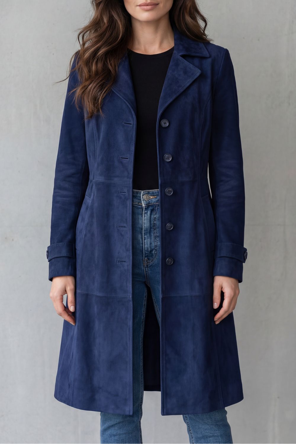 Camille manteau long effet daim vintage