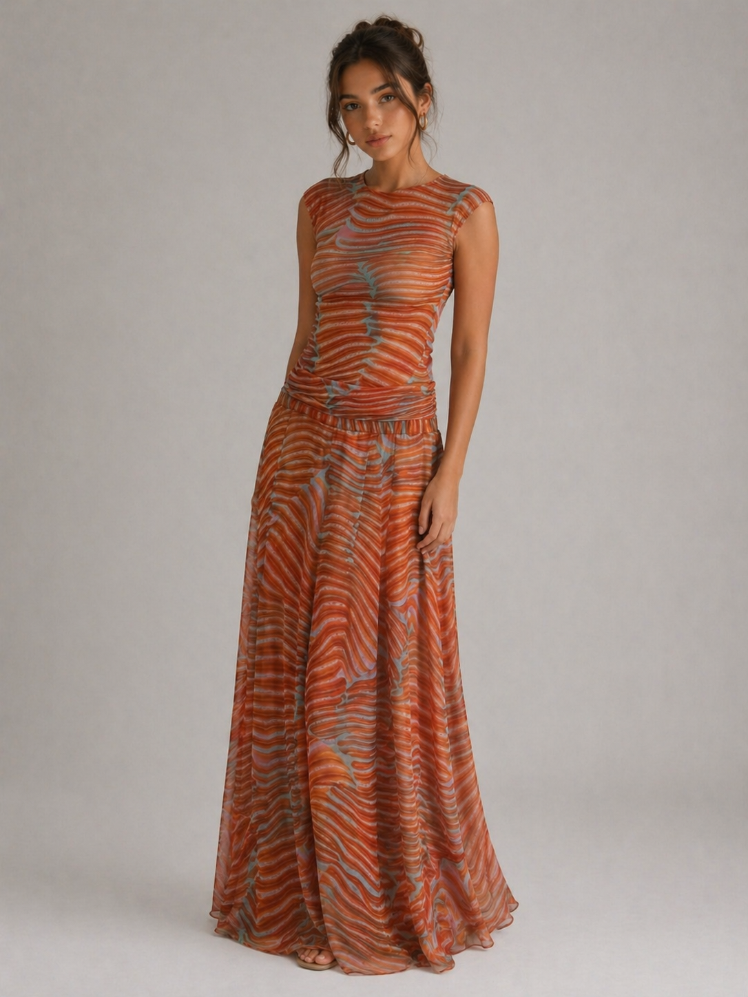 COLETTE – TOP EN MESH ET JUPE LONGUE EFFET RIPPLE