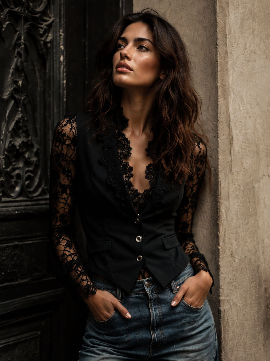 Sophie | Blazer Élégant à Manches Semi-Transparentes