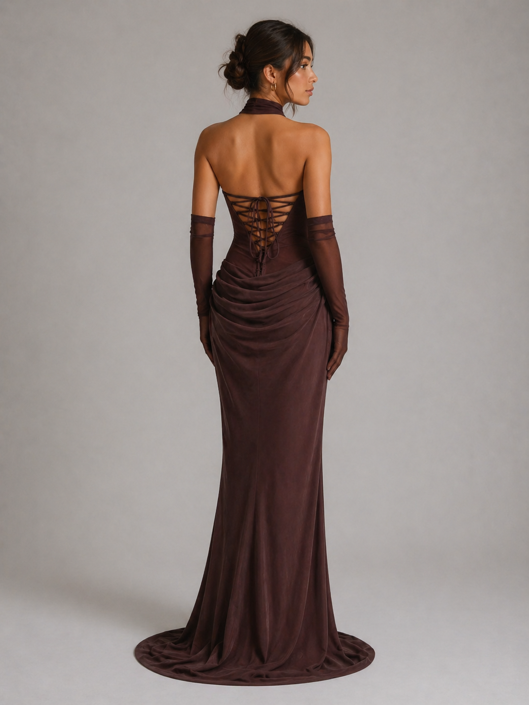 AURÉLIE – ROBE MAXI SATINÉE DRAPÉE