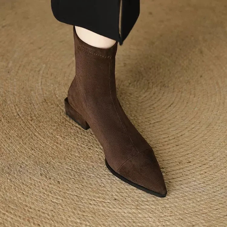 Camille | Bottines élégantes en daim à bout pointu