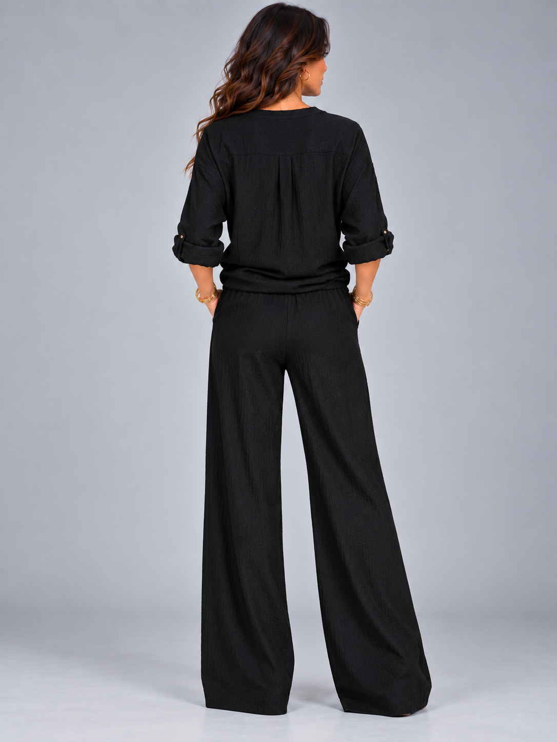 Léa | Ensemble coton-lin avec pantalon large