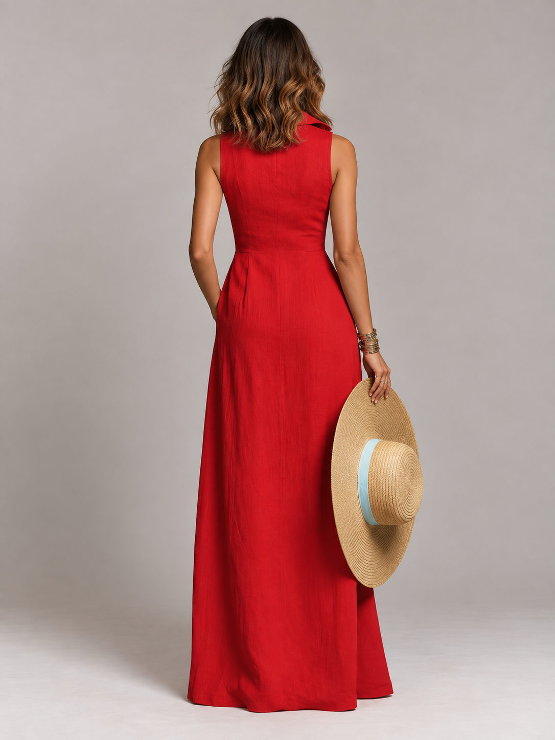 Élise | Robe longue élégante sans manches avec coupe fluide