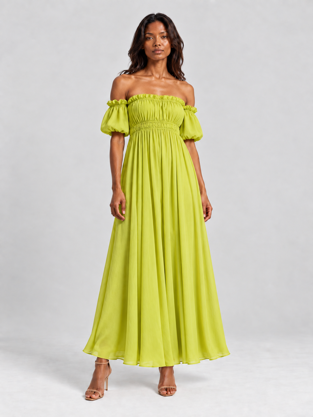 Aurélie | Robe longue fluide à épaules dénudées