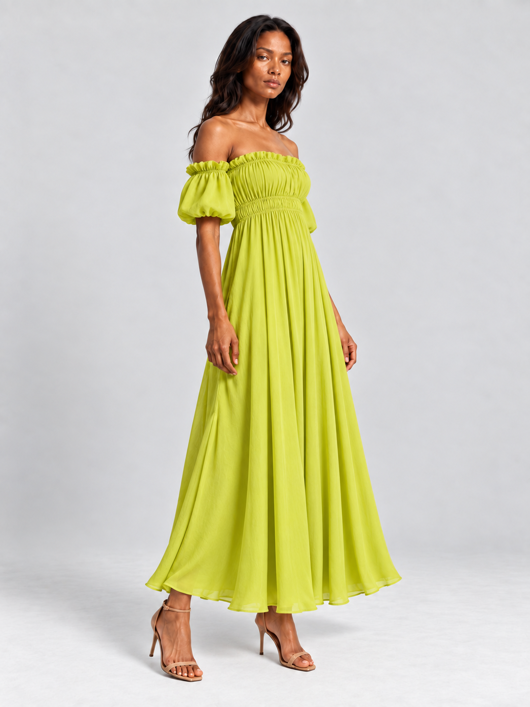 Aurélie | Robe longue fluide à épaules dénudées