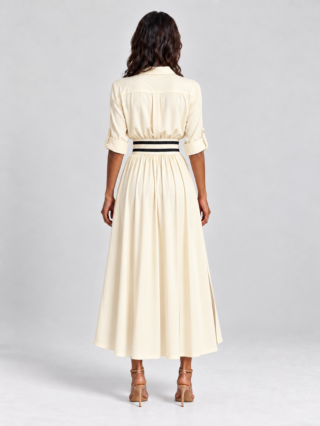 Amélie | Robe élégante fluide avec ceinture taille haute