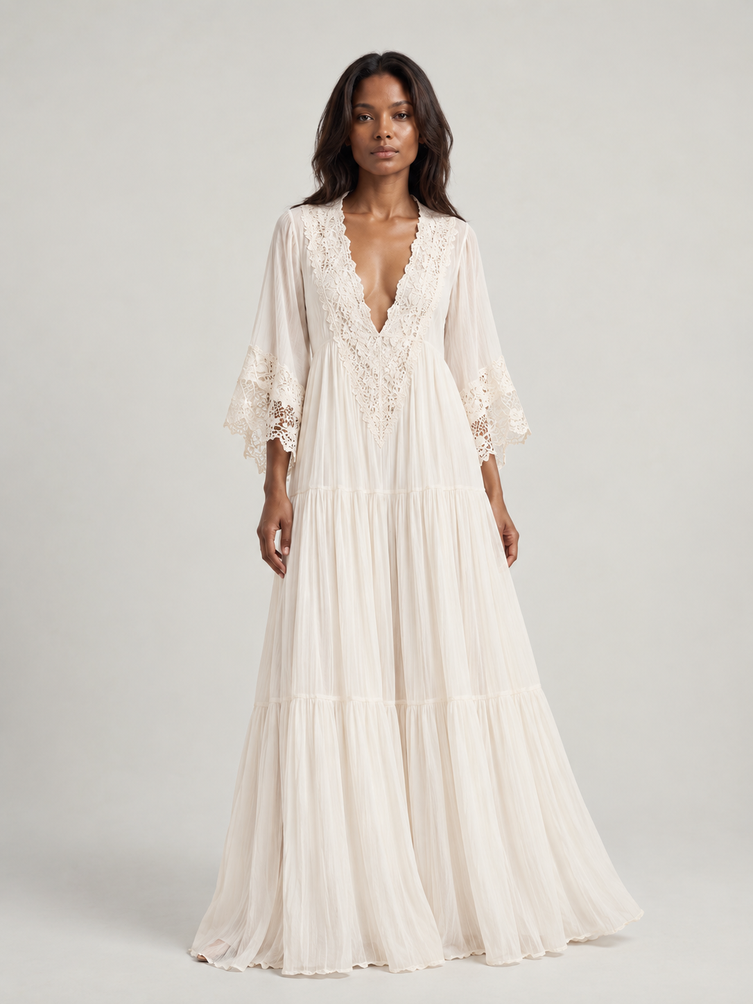 Éliane™ | Robe Chiffon Ivoire