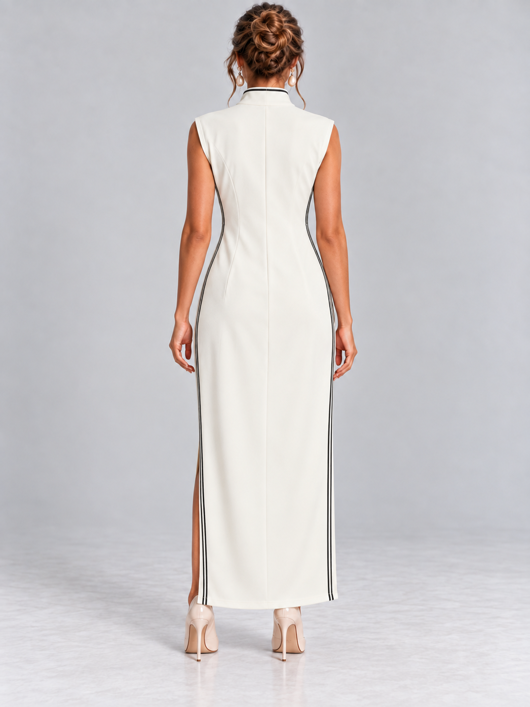 Claire | Robe longue élégante avec coupe fluide et col moderne
