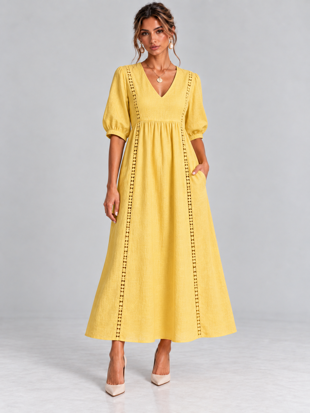 Madeleine™ | Robe en Lin et Coton Dentelée