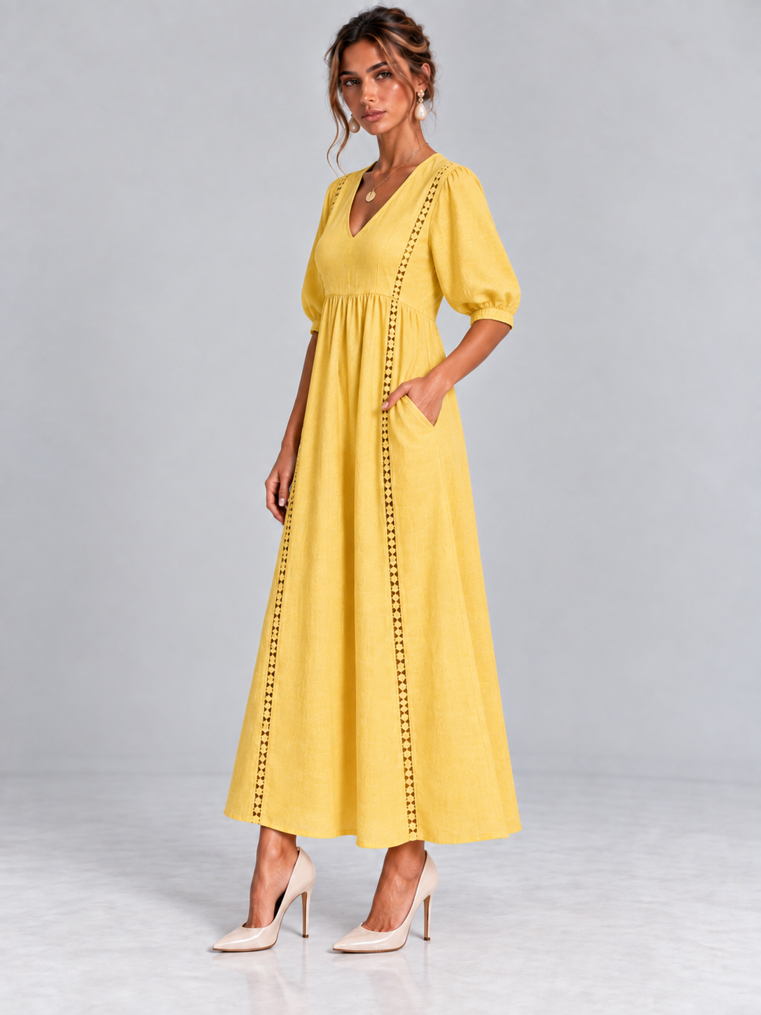 Madeleine™ | Robe en Lin et Coton Dentelée