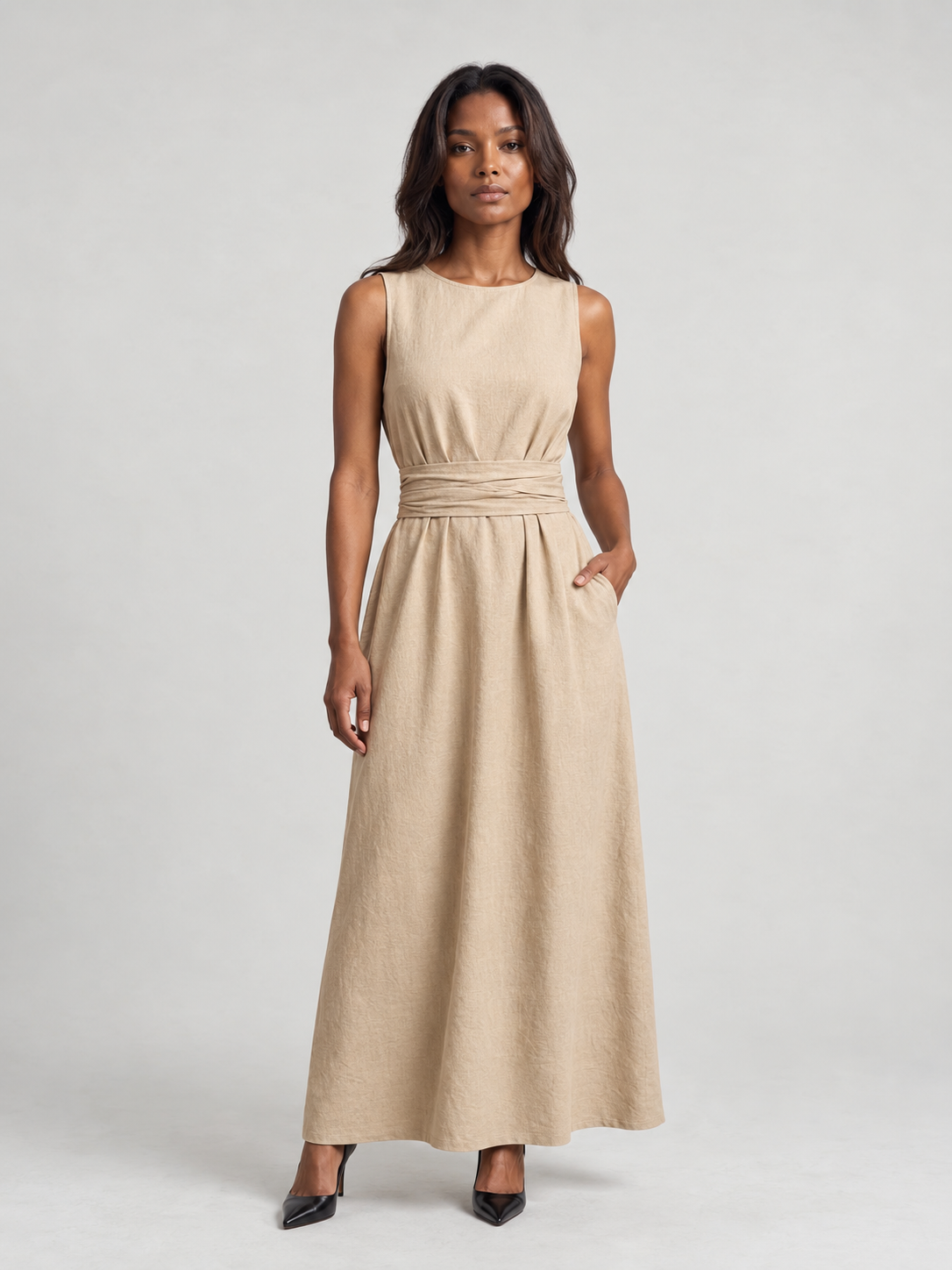 Léna | Robe longue confortable et élégante avec taille souple