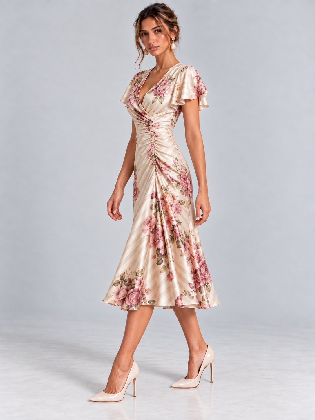 Rosalie | Robe midi fluide à imprimé floral élégant