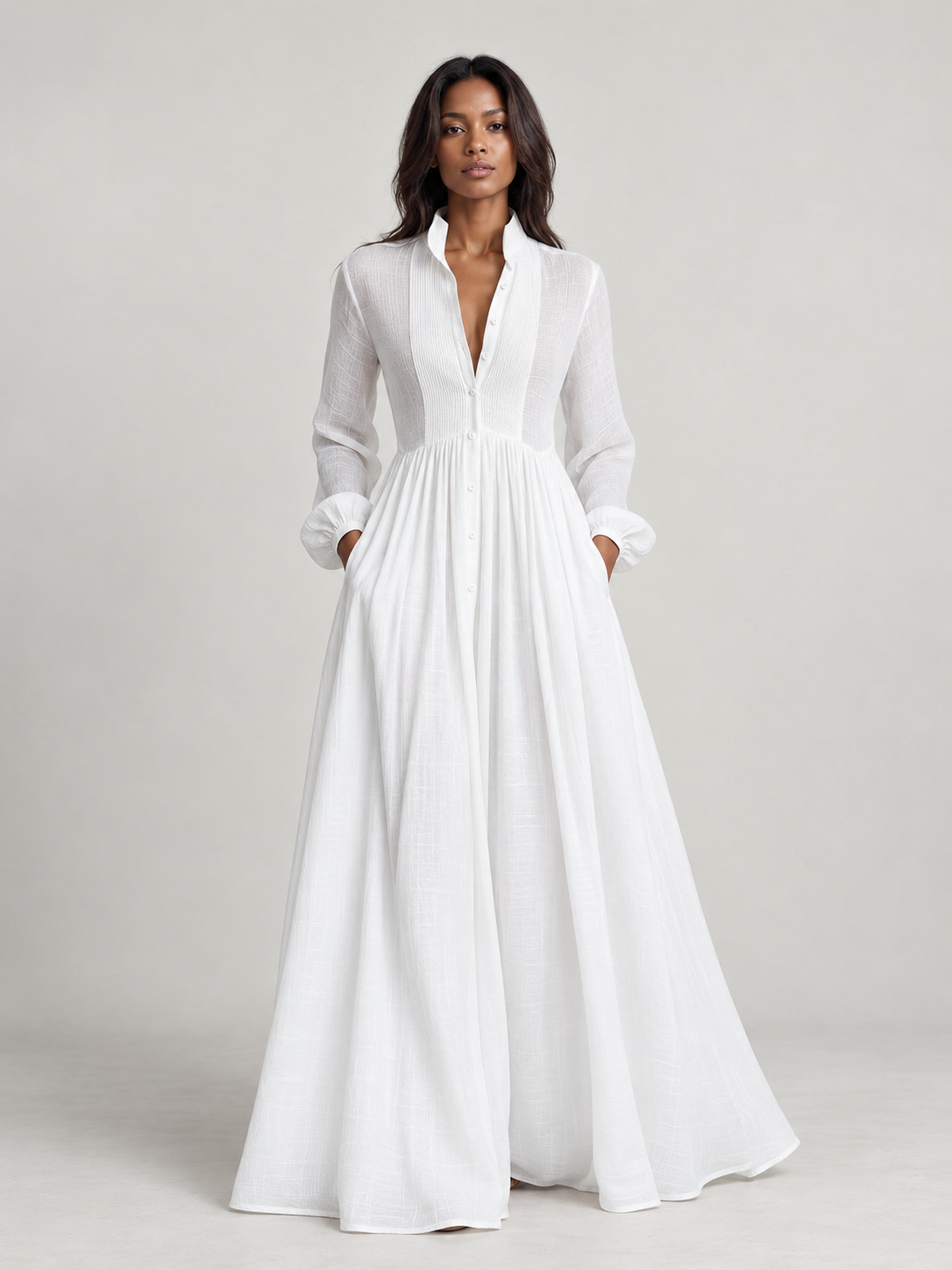 Amélie™ | Robe longue fluide en mélange de lin