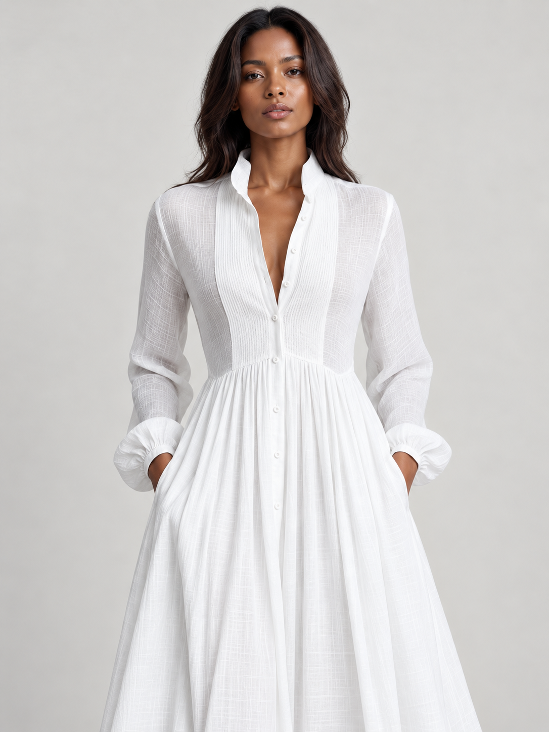 Amélie™ | Robe longue fluide en mélange de lin