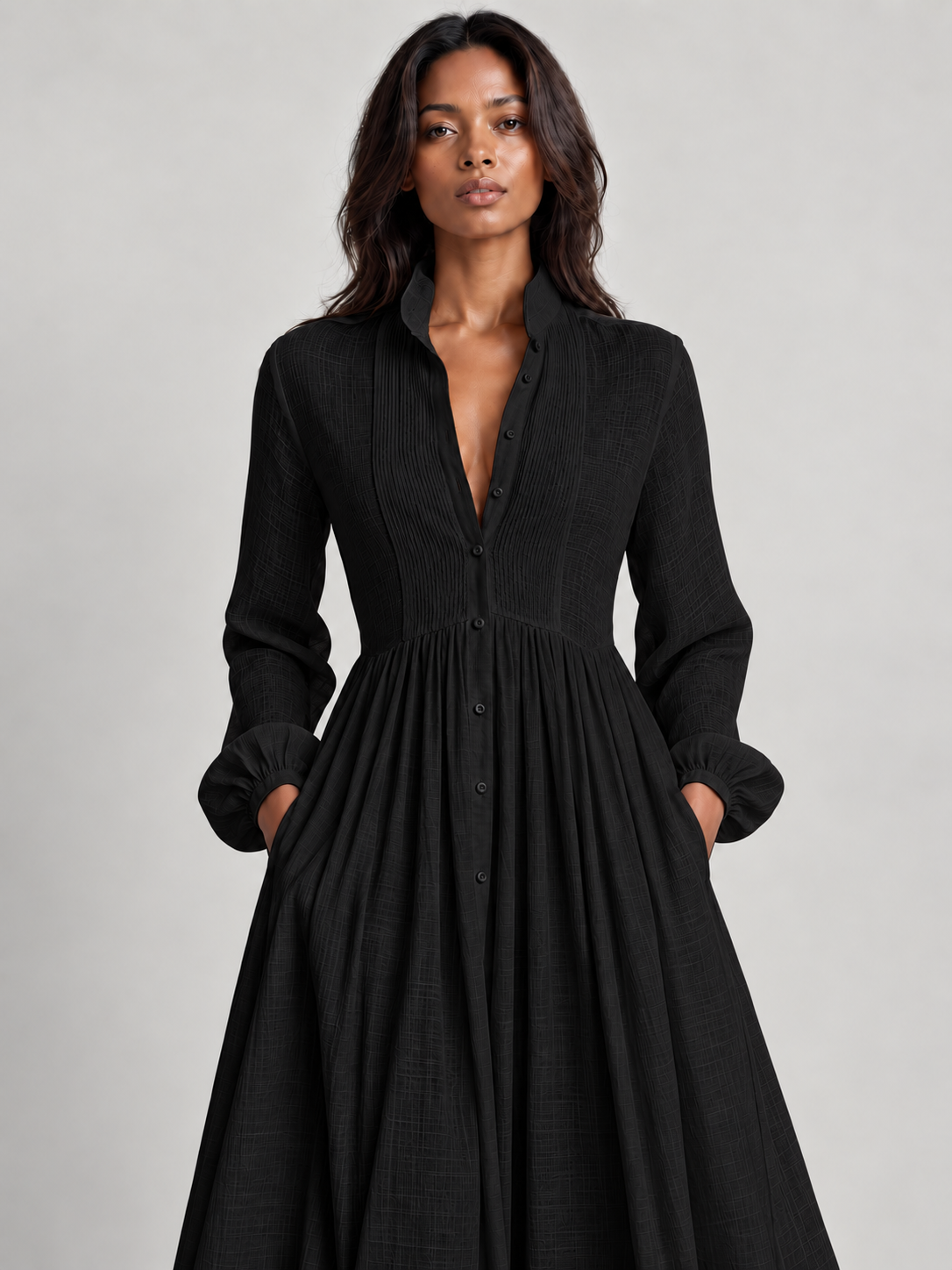 Amélie™ | Robe longue fluide en mélange de lin