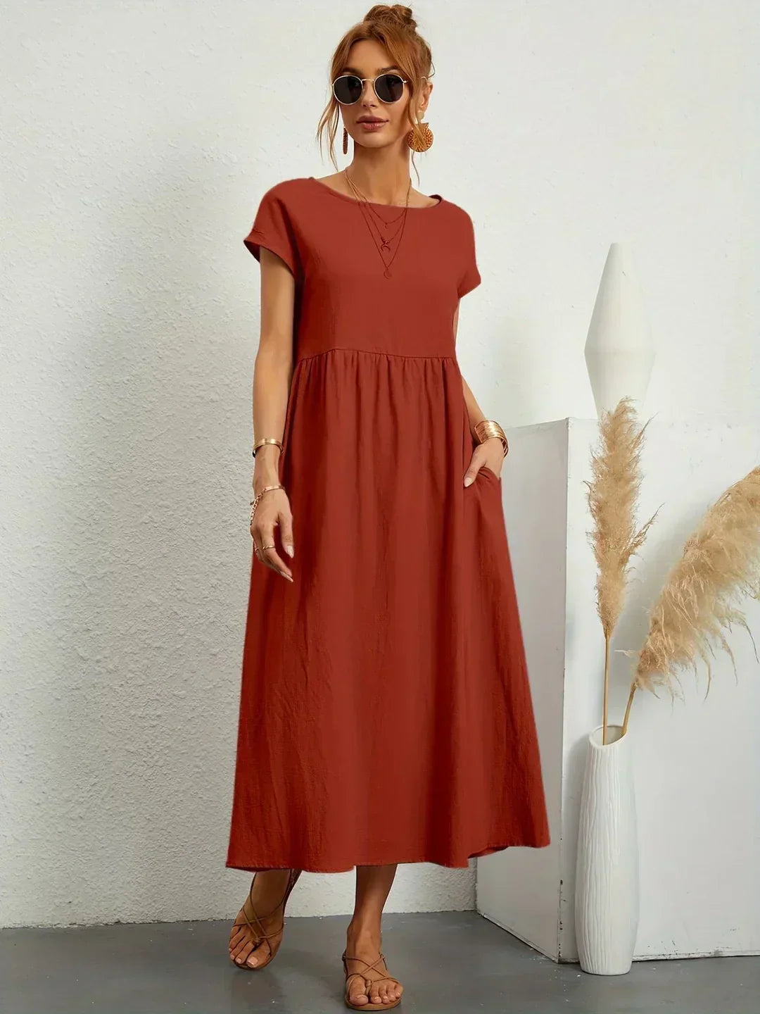 ROBE LÉGÈRE EN COTON DOUX AVEC POCHES
