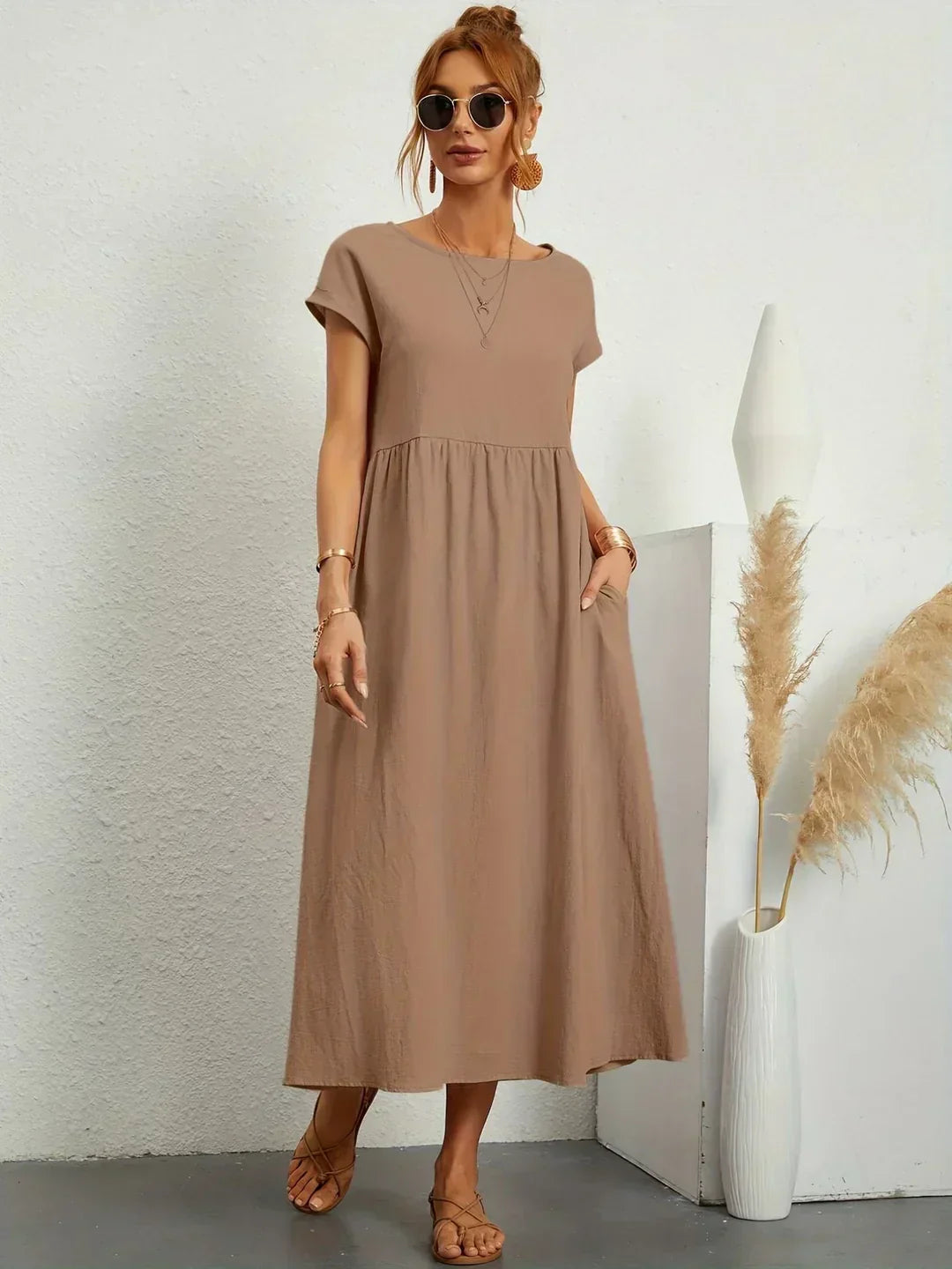 ROBE LÉGÈRE EN COTON DOUX AVEC POCHES