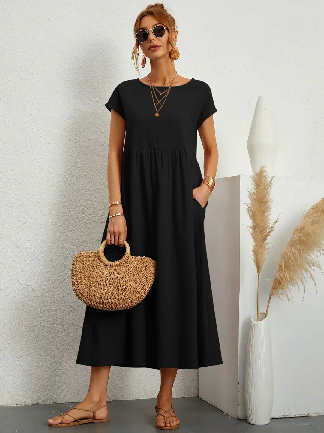 ROBE LÉGÈRE EN COTON DOUX AVEC POCHES