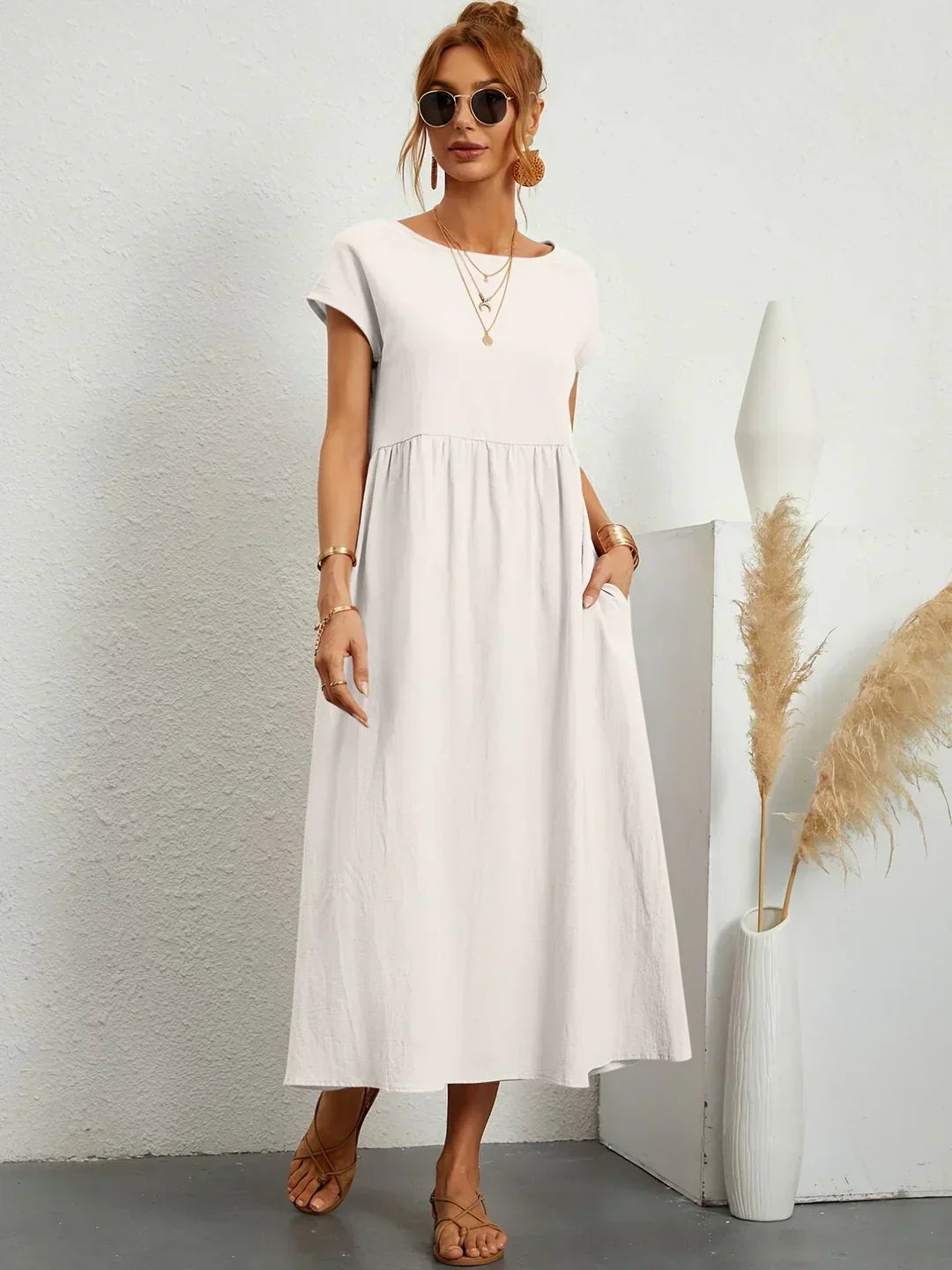 ROBE LÉGÈRE EN COTON DOUX AVEC POCHES