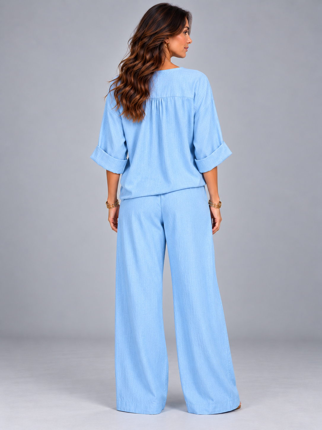 Léa | Ensemble coton-lin avec pantalon large