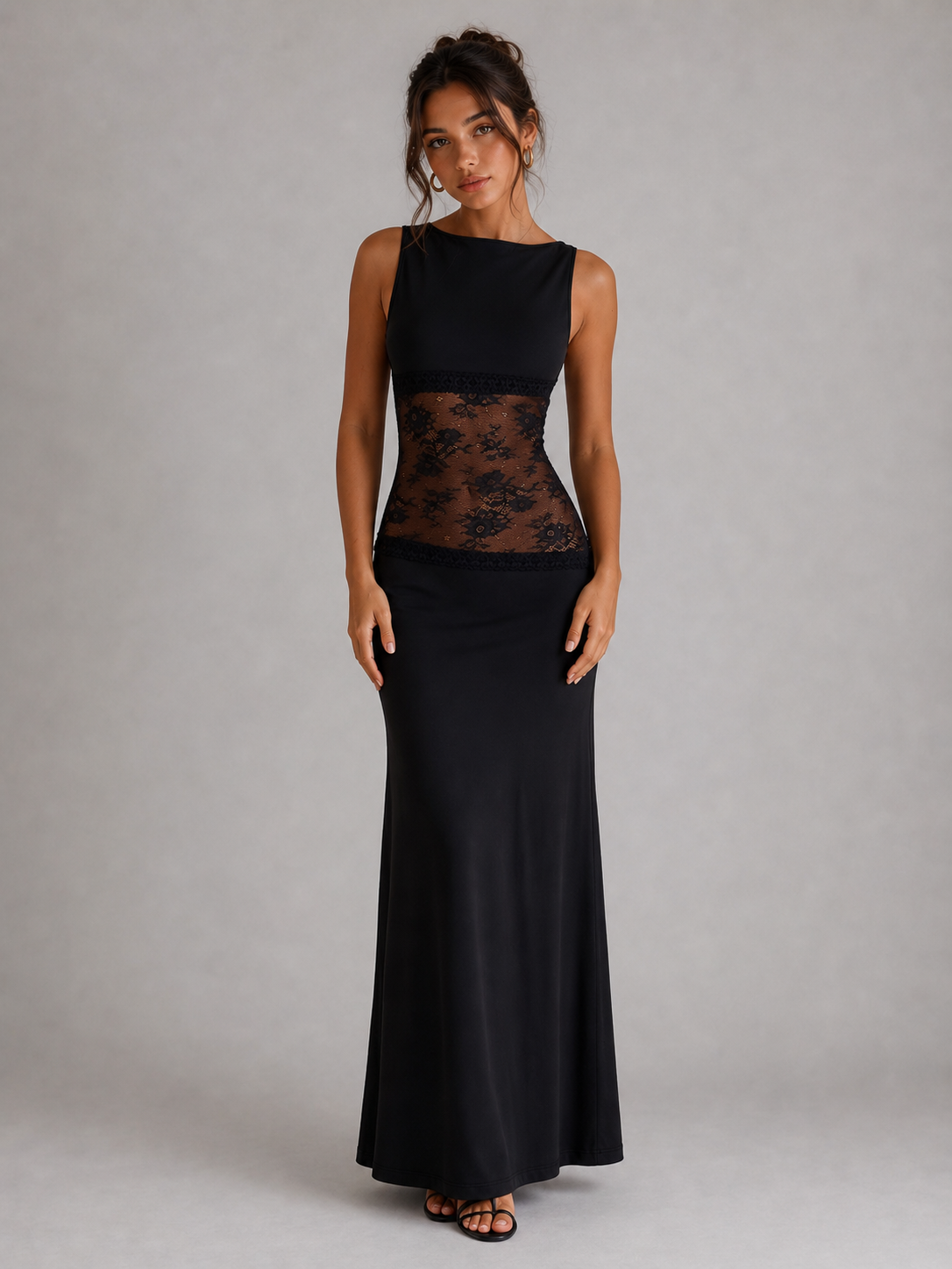 ESMÉRA – ROBE LONGUE NOIRE EN DENTELLE