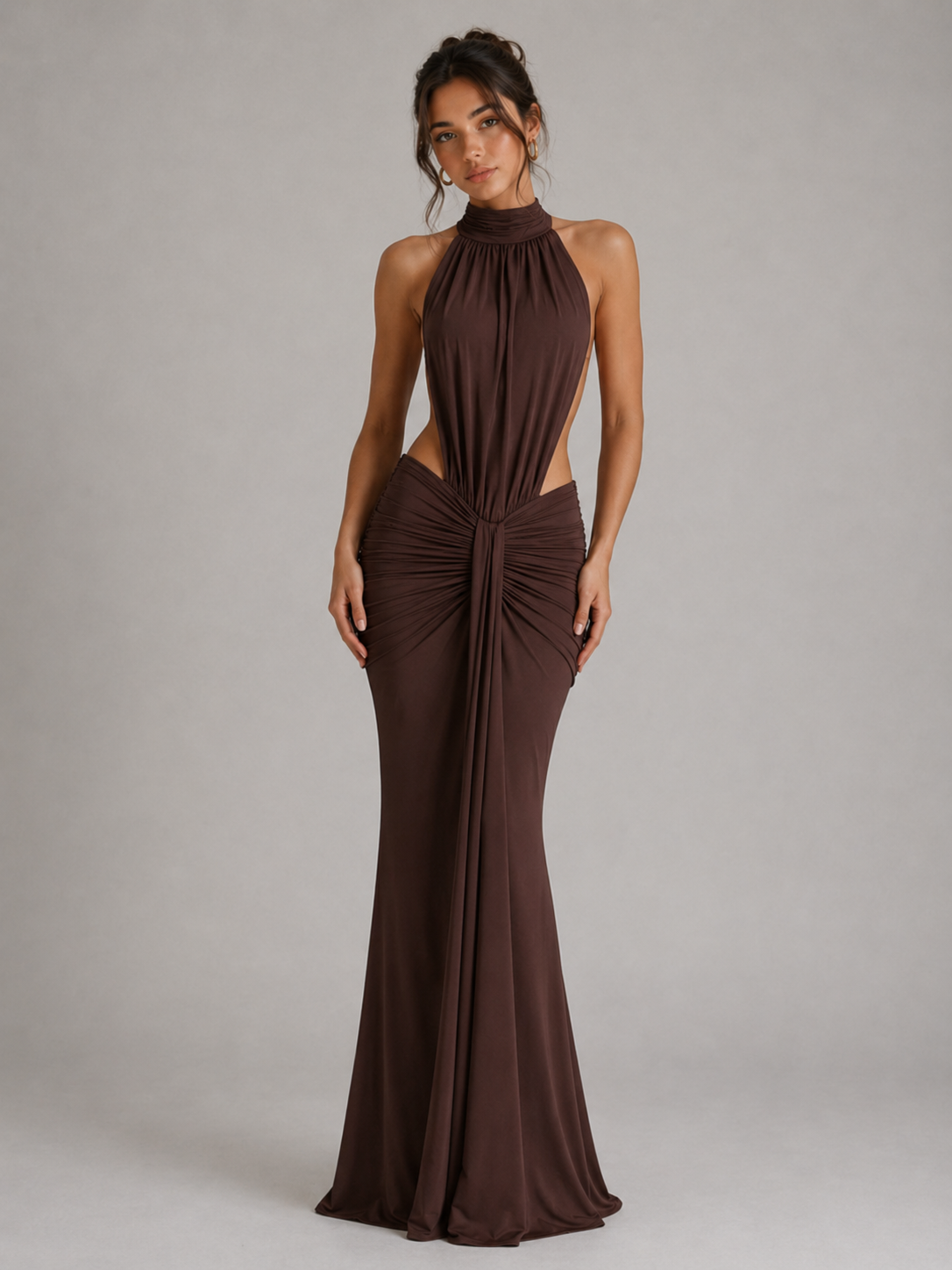 MAËLLE - ROBE LONGUE RUCHÉE DOS NU