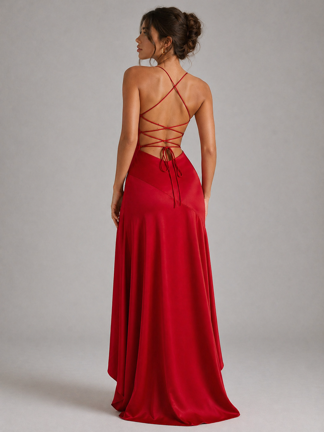 LÉANA – ROBE LONGUE SATINÉE À FENTE