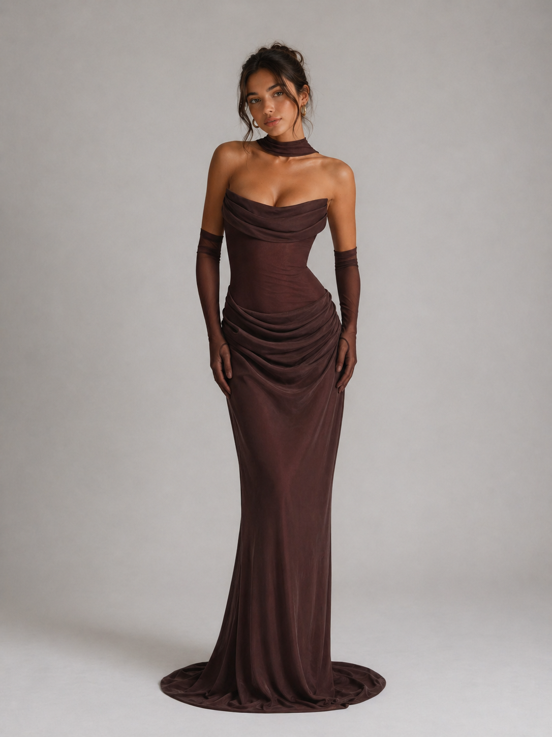 AURÉLIE – ROBE MAXI SATINÉE DRAPÉE