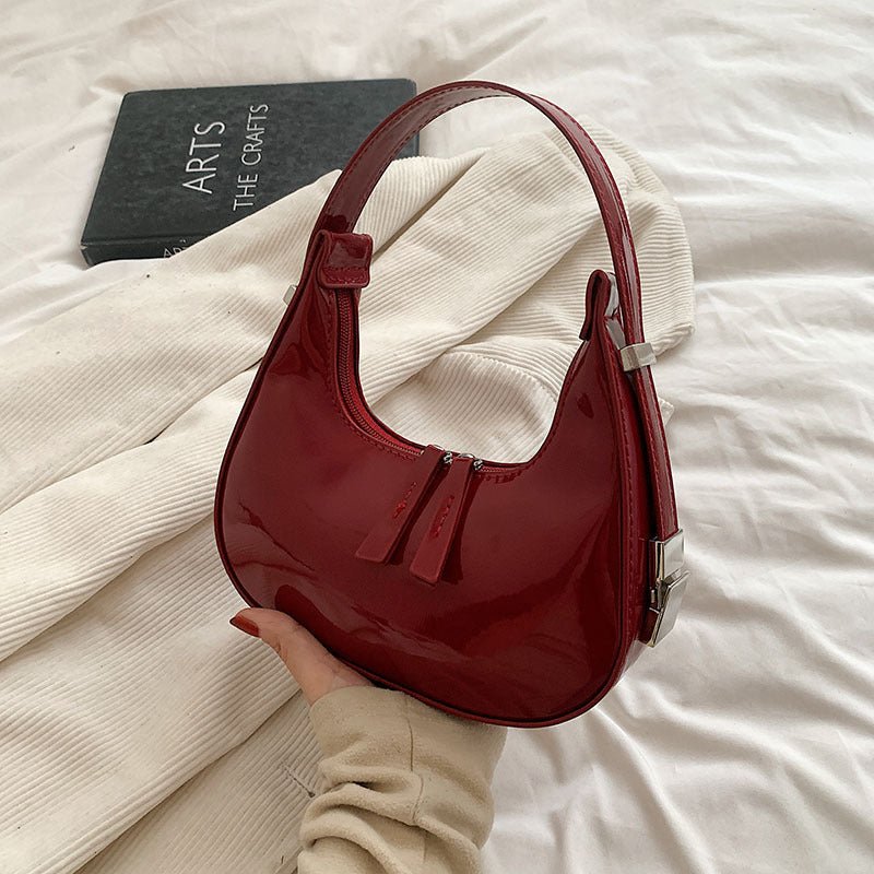 AURE – SAC ÉPAULE VERNI ROUGE ÉLÉGANT