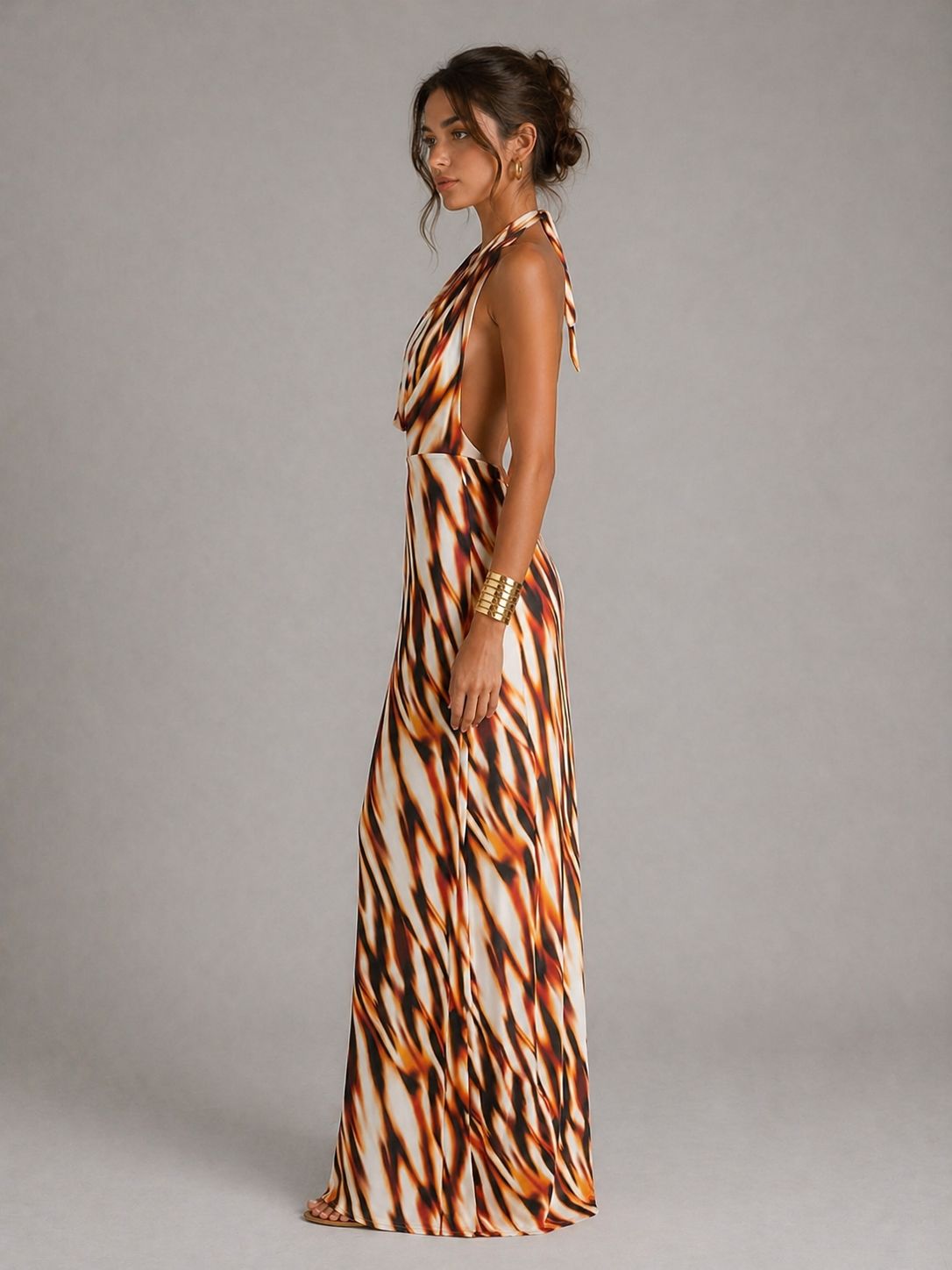 AURORA – ROBE LONGUE DOS NU IMPRIMÉE