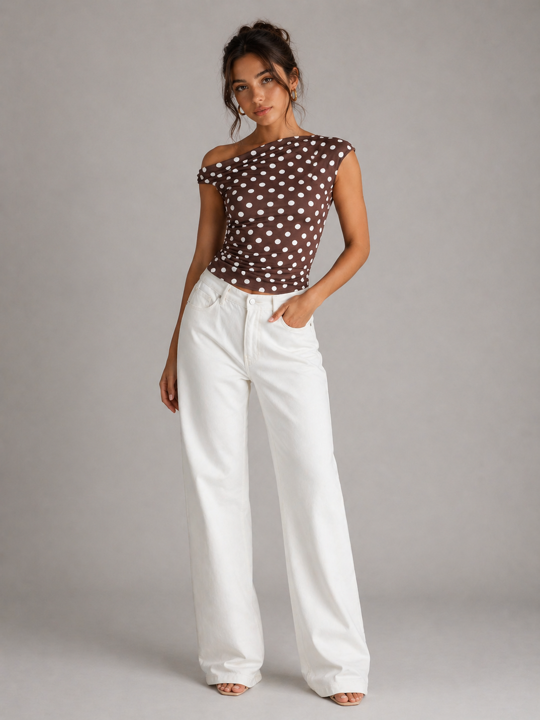 POLKA – TOP ASYMÉTRIQUE À POIS