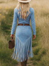 Robe Longue Effet Daim Luxe – Ceinture Incluse