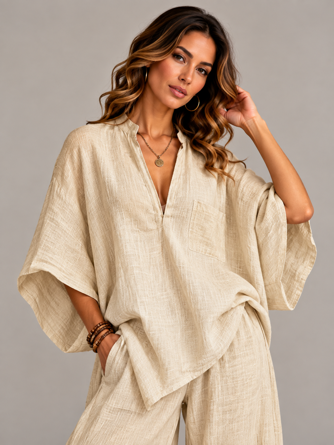 Sienna | Ensemble fluide avec blouse oversize et pantalon décontracté