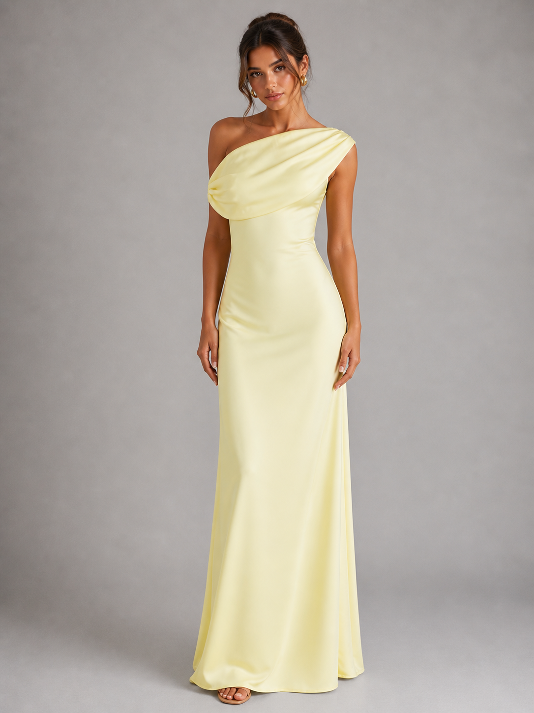 CIELA - ROBE LONGUE SATINÉE ASYMÉTRIQUE