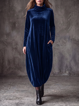 Margot robe longue en velours bleue – vue de face