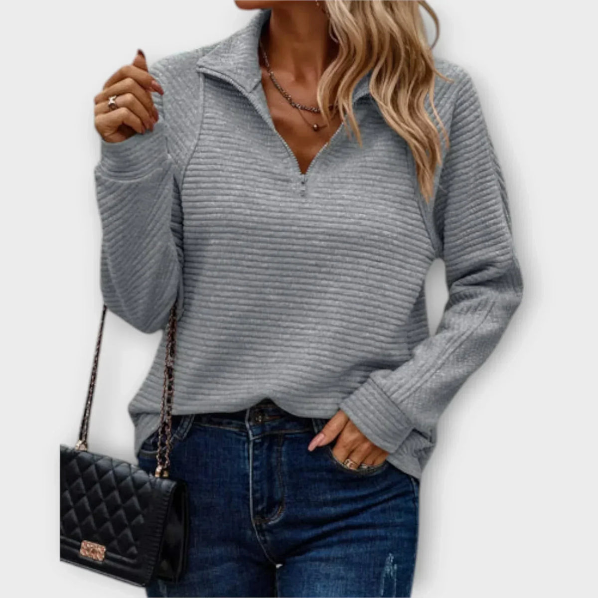 Ivy | Pull Chic Décontracté à Col Zippé